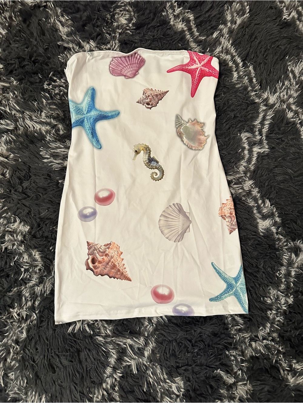 Seashell Print Tube Bodycon Mini Dress